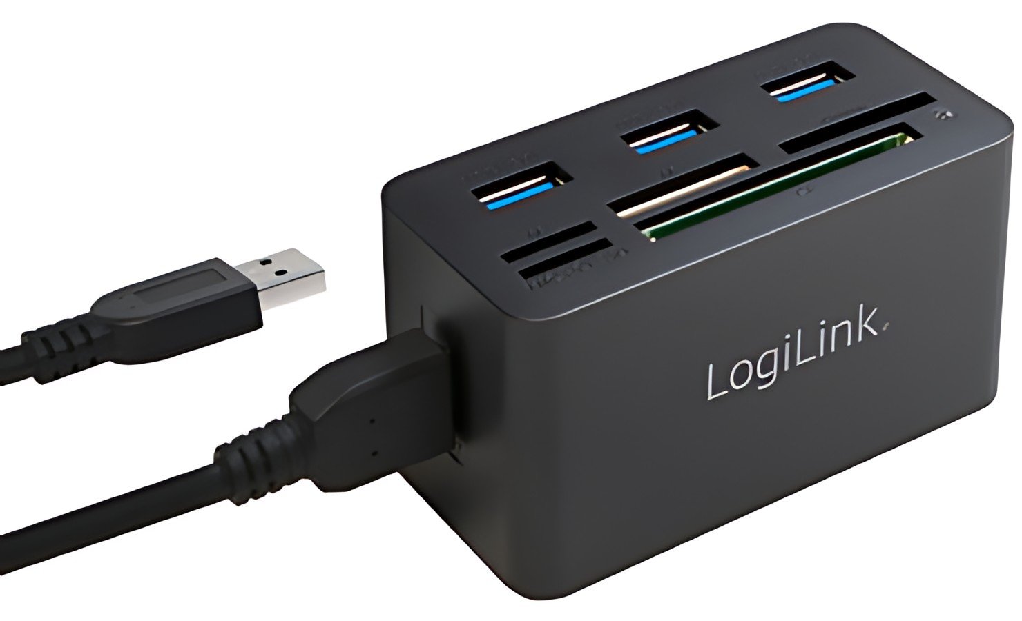 LogiLink Hub USB 3.0 avec lecteur de carte All-in-One, noir
