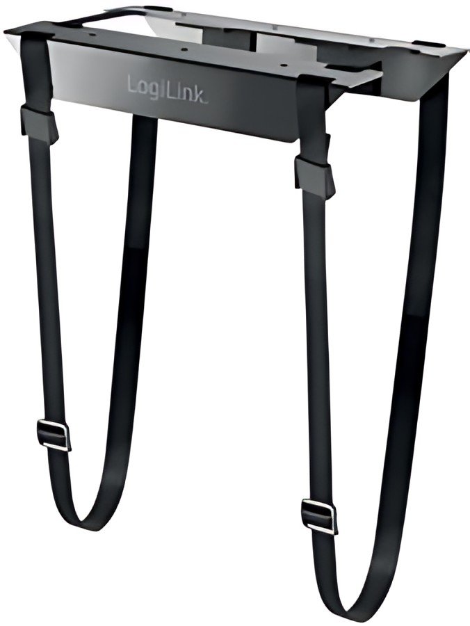 LogiLink Support à sangles pour unité centrale, acier, noir