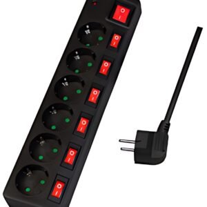 LogiLink Multiprise Euro, 6 prises, interrupteurs général
