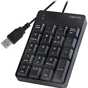 LogiLink Pavé numérique USB, avec câble, 19 touches, noir