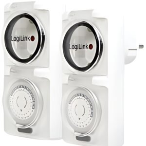Minuterie mécanique LogiLink, lot de 2, IP44, blanc