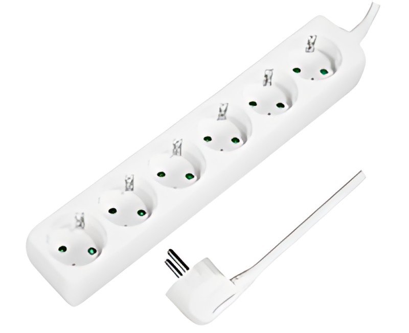 LogiLink Multiprise, 6 prises, sans interrupteur, blanc