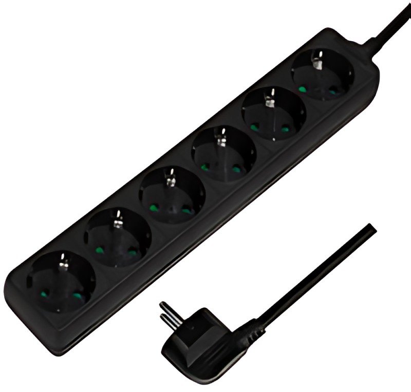 LogiLink Multiprise, 6 prises, sans interrupteur, noir