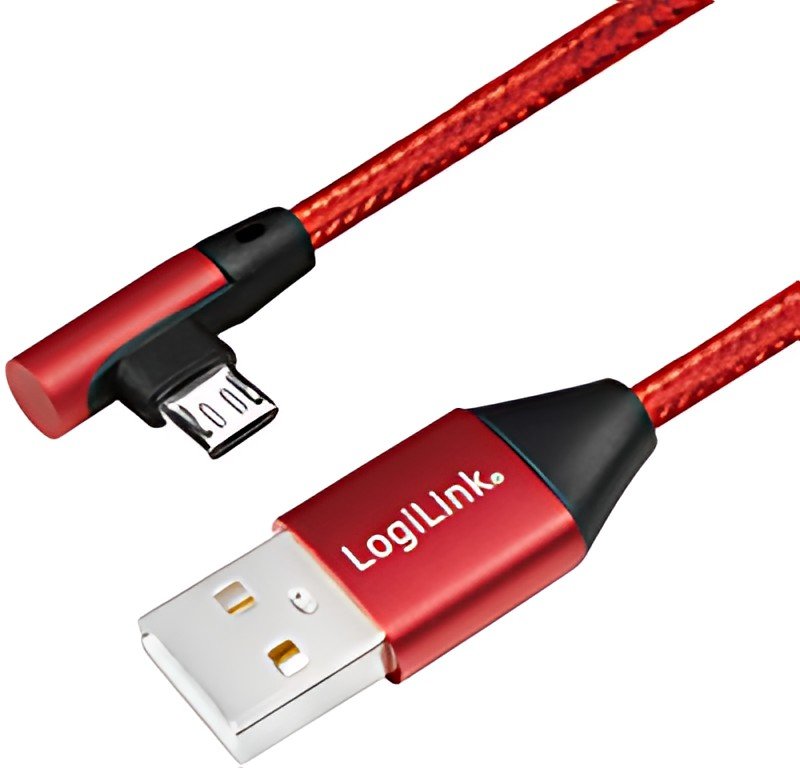 LogiLink Câble USB 2.0, USB-A - Micro USB, 0,3 m, rouge