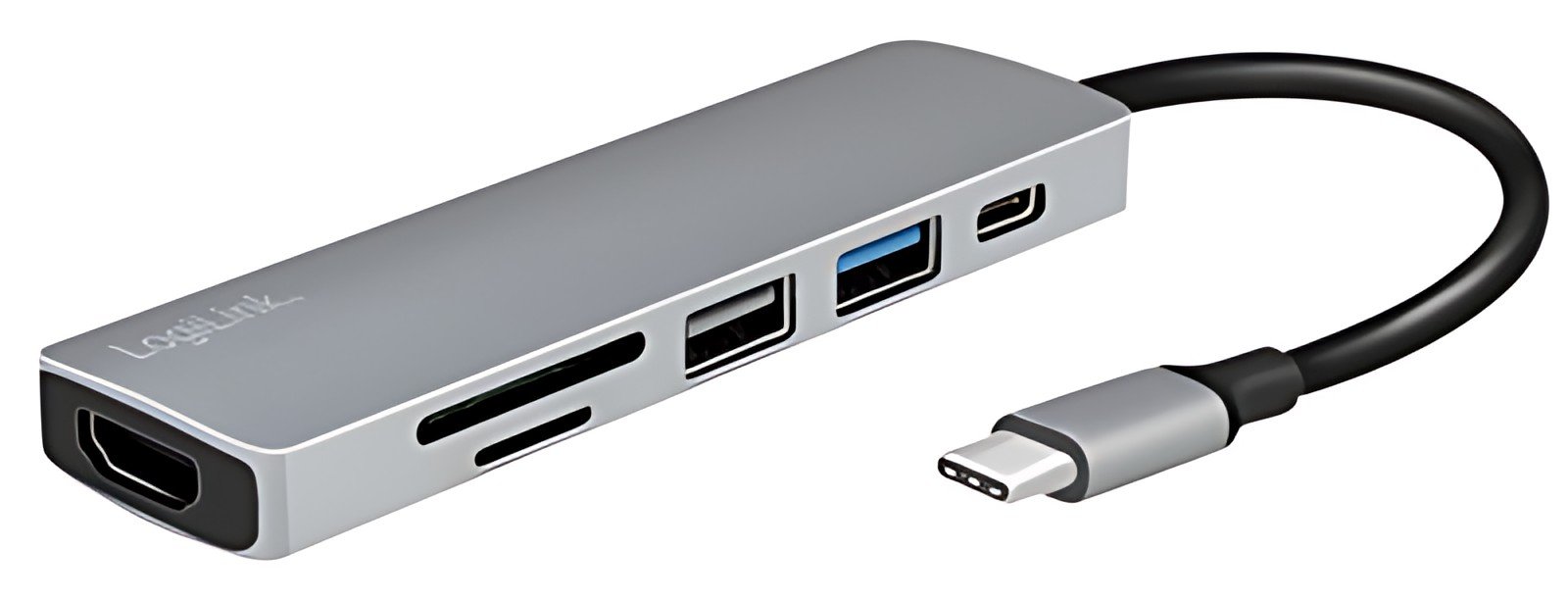LogiLink Hub multifonction USB-C 6-en-1, argenté