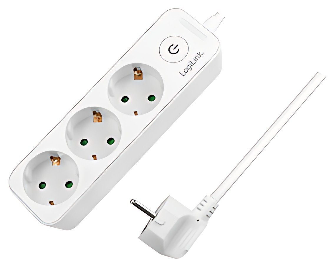 Multiprise LogiLink, 3 prises, avec interrupteur, blanc