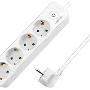 Multiprise LogiLink, 4 prises, avec interrupteur, blanc