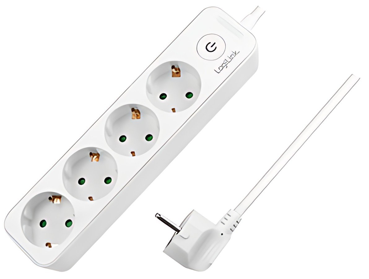 Multiprise LogiLink, 4 prises, avec interrupteur, blanc