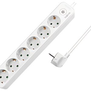 Multiprise LogiLink, 6 prises, avec interrupteur, blanc