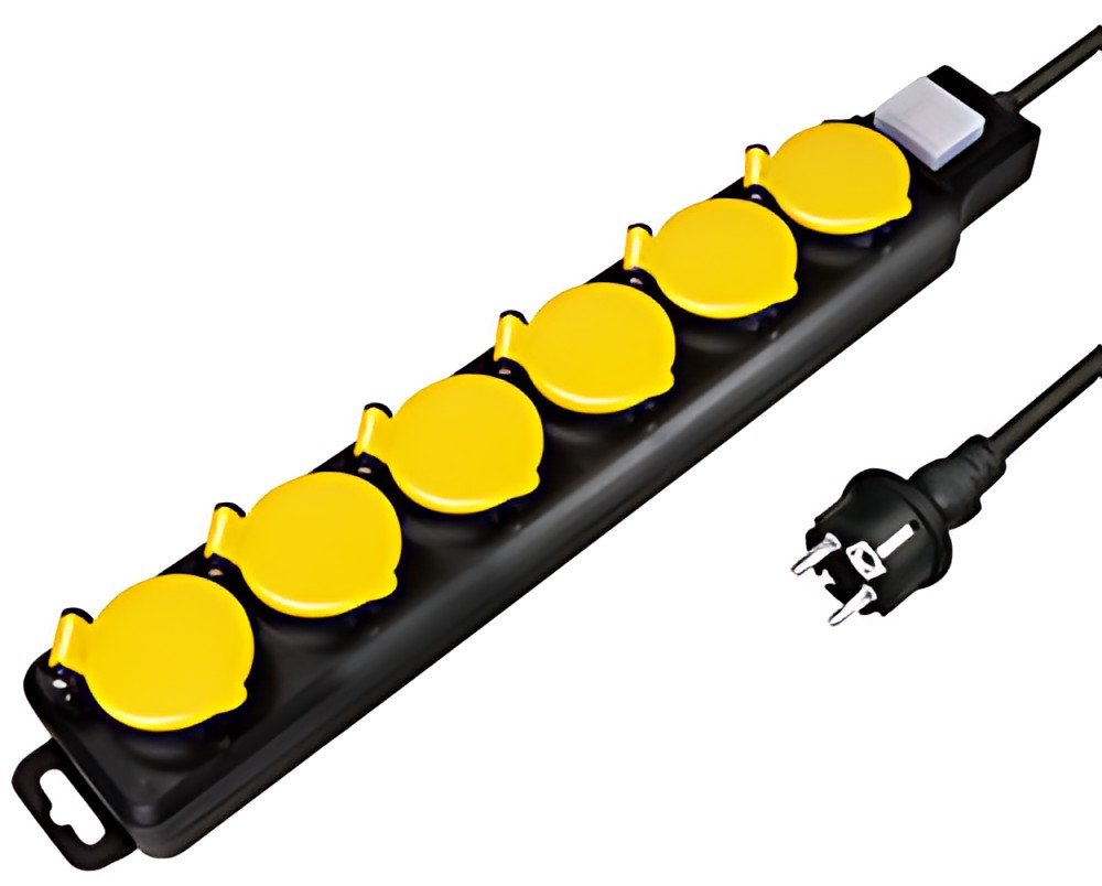 LogiLink Outdoor-Steckdosenleiste, 6-fach, schwarz, IP44