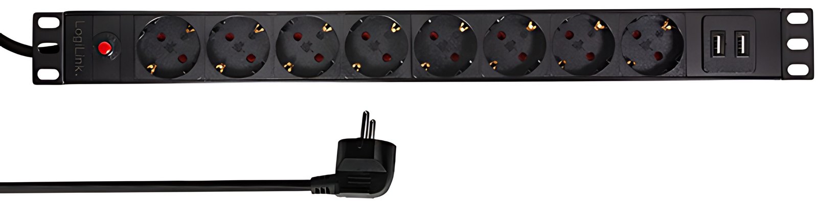 Multiprise LogiLink 19", 8 prises, protection contre les surtensions