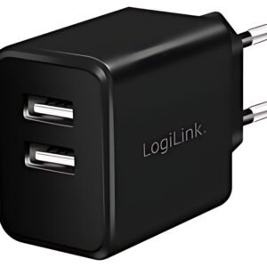 LogiLink Chargeur secteur USB, 2x USB, 12 watts, noir