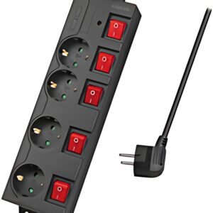 Multiprise LogiLink, 4 prises avec 5 interrupteurs, noir
