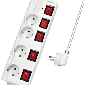 Multiprise LogiLink, 4 prises avec 5 interrupteurs, blanc