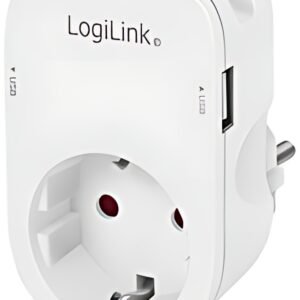 Prise adaptateur LogiLink avec espace de stockage pour smartphone, blanc