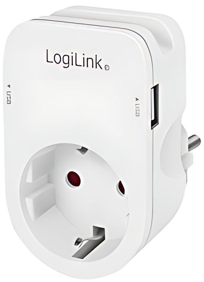 Prise adaptateur LogiLink avec espace de stockage pour smartphone, blanc
