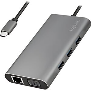 LogiLink Station d'accueil USB 3.2, 10 ports, USB-C, argent