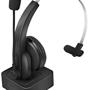 LogiLink Casque mono Bluetooth 5.0, station de charge, noir