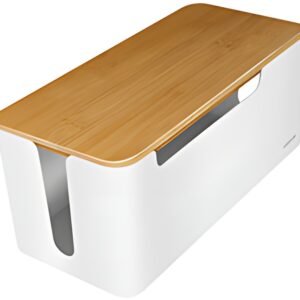 LogiLink Boîte à câble, avec couvercle en bambou, blanc