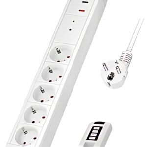 Multiprise LogiLink, 5 prises, avec télécommande, blanc