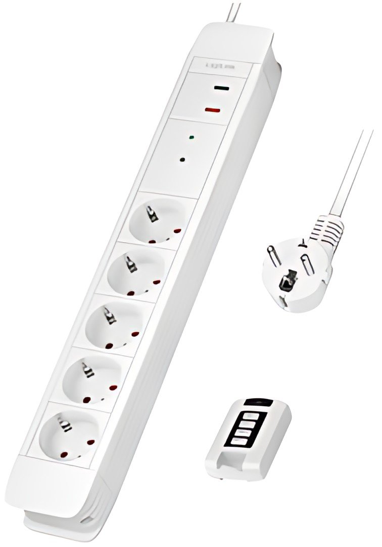 LogiLink Steckdosenleiste, 5-fach, mit Fernbedienung, weiß