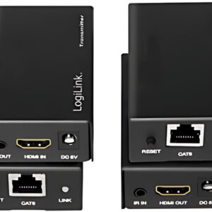 LogiLink Kit d'extension HDMI via LAN, POC/IR, 60 m, noir