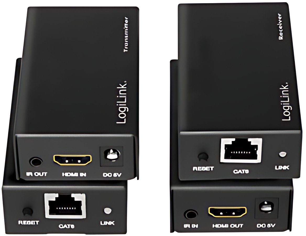 LogiLink Kit d'extension HDMI via LAN, POC/IR, 60 m, noir