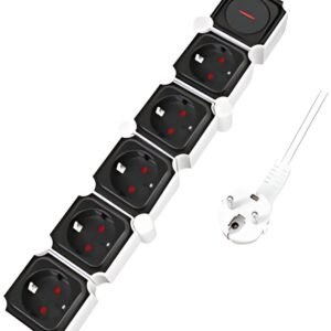 LogiLink Bloc multiprises flexible, 5 prises, noir/blanc