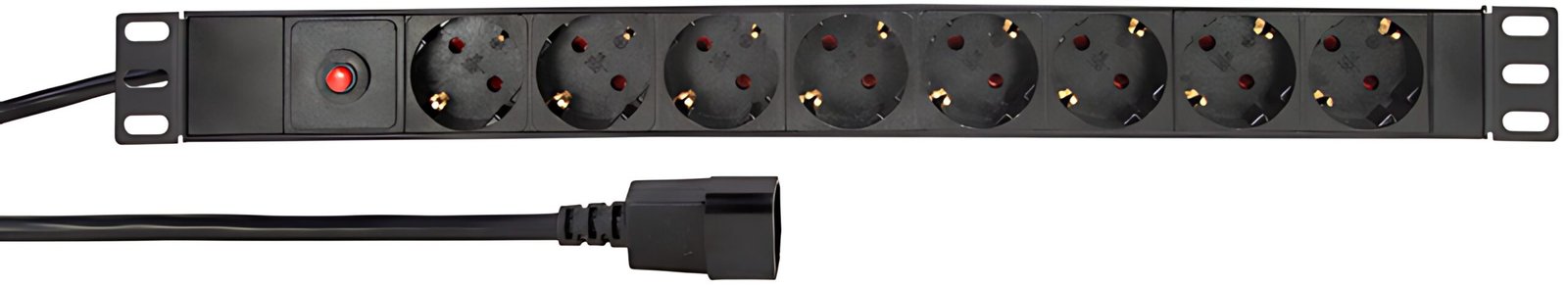 Multiprise LogiLink 19", 8 prises, avec prise pour appareil froid