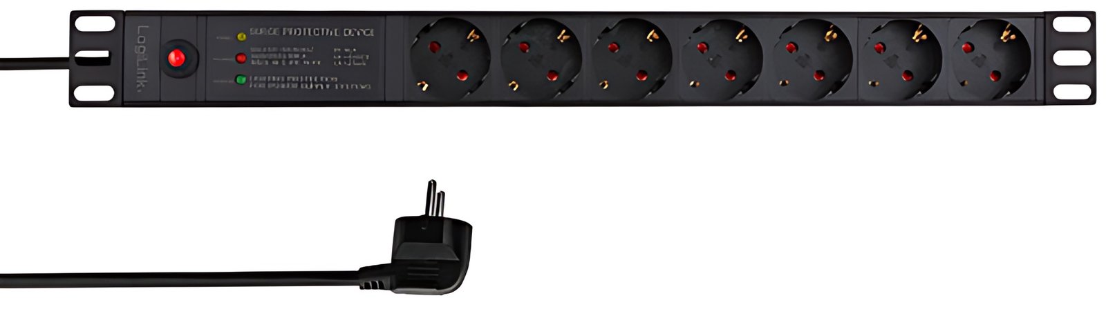 Multiprise LogiLink 19", 7 prises, avec filtre de ligne et amp;