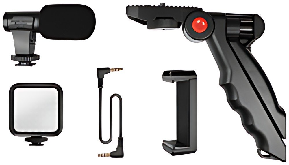 LogiLink Kit de vlogging avec lumière LED, avec microphone