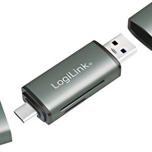 LogiLink Lecteur de cartes USB 3.2 Gen1, SD/micro SD, alu