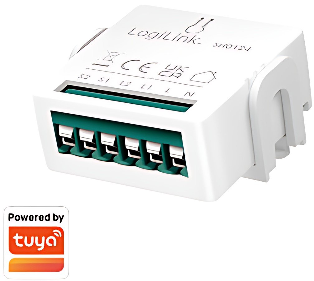 Module de commutation LogiLink Wi-Fi Smart 2 canaux, compatible Tuya