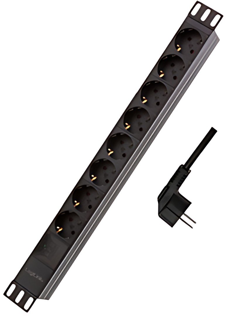 Multiprise LogiLink 19", 8 prises, protection contre les surtensions