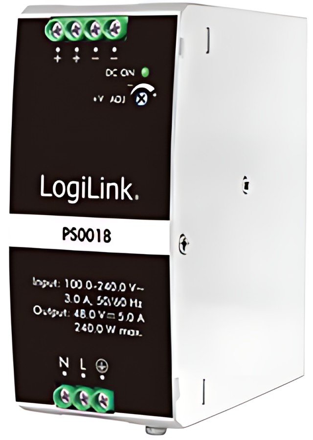 LogiLink Bloc d'alimentation pour rail DIN, 240W, 48V, blanc
