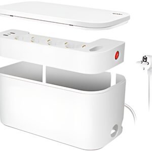 LogiLink Boîtier de câbles avec multiprise, 5 prises, blanc