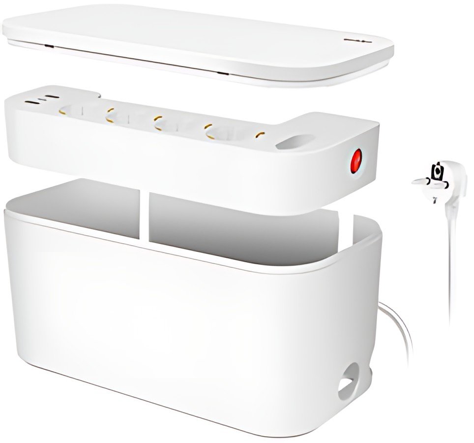 LogiLink Boîtier de câbles avec multiprise, 5 prises, blanc
