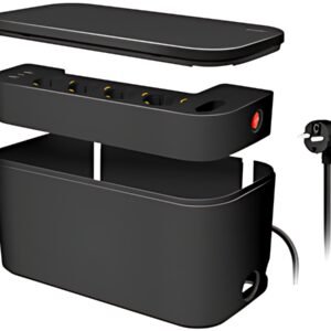 LogiLink Boîtier de câbles avec multiprise, 5 prises, noir
