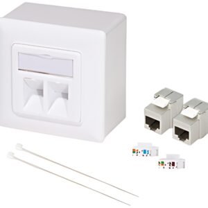LogiLink Prise RJ45 cat.6, 2x RJ45, blindé, blanc