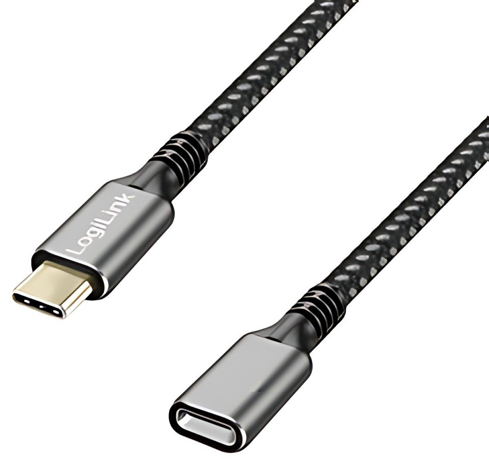 LogiLink Rallonge USB 3.2 Gen2, boîtier alu, 1 m, noir/gris