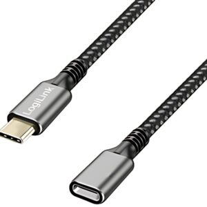 LogiLink Rallonge USB 3.2 Gen1, boîtier alu, 2 m, noir/gris