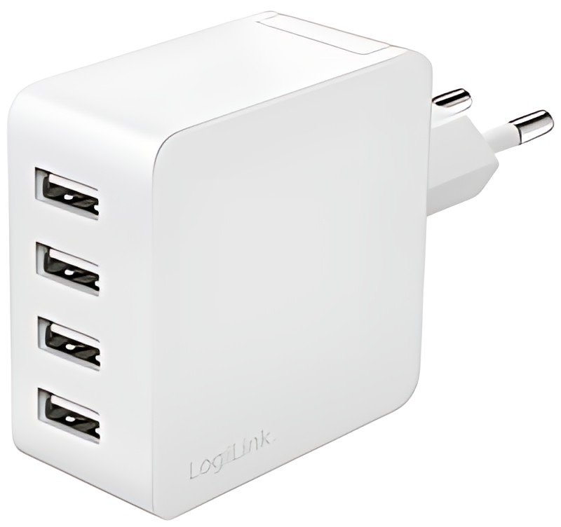 LogiLink Chargeur secteur USB, 4x USB-A, 24 watts, blanc