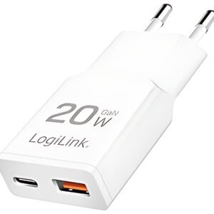 LogiLink Chargeur secteur USB, 1x USB-C (PD), 1x USB-A (QC)