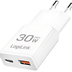 LogiLink Chargeur secteur USB, 1x USB-C (PD), 1x USB-A (QC)