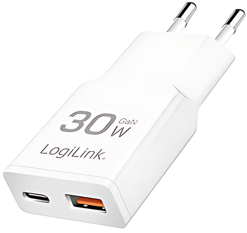 LogiLink Chargeur secteur USB, 1x USB-C (PD), 1x USB-A (QC)