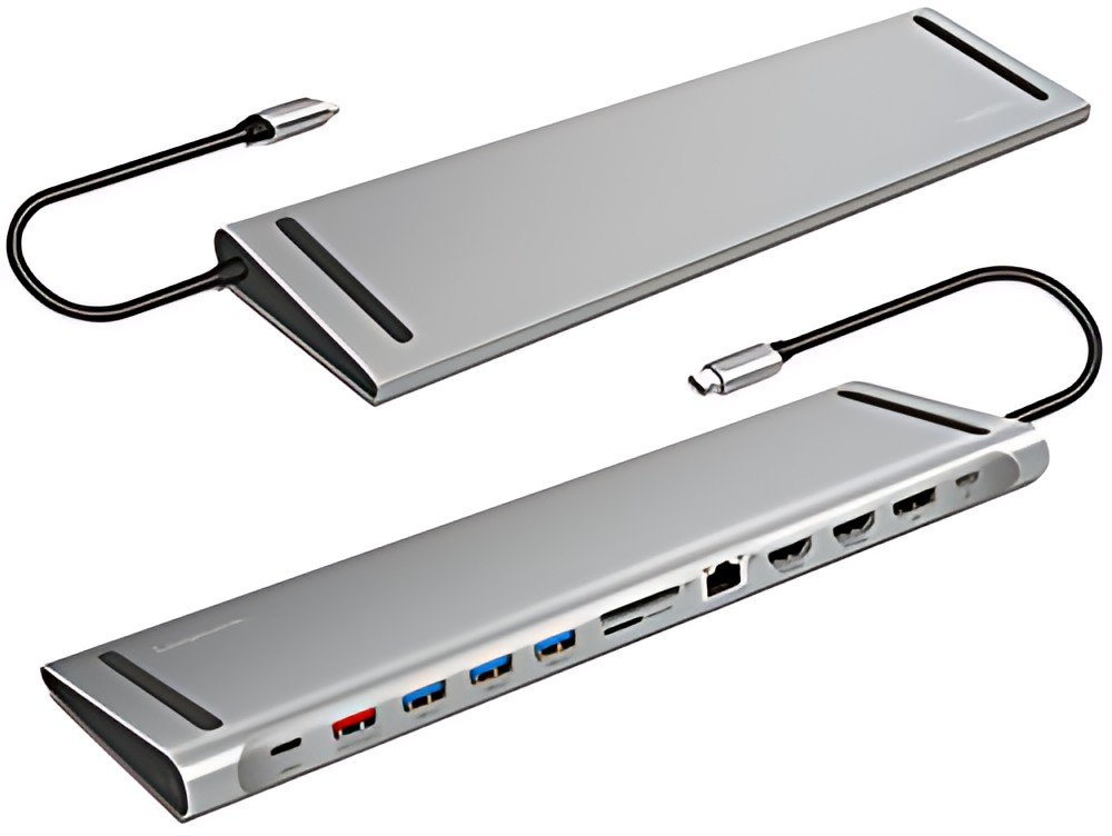 LogiLink USB 3.2 (Gen 2) Docking Station, 12-Port, silber