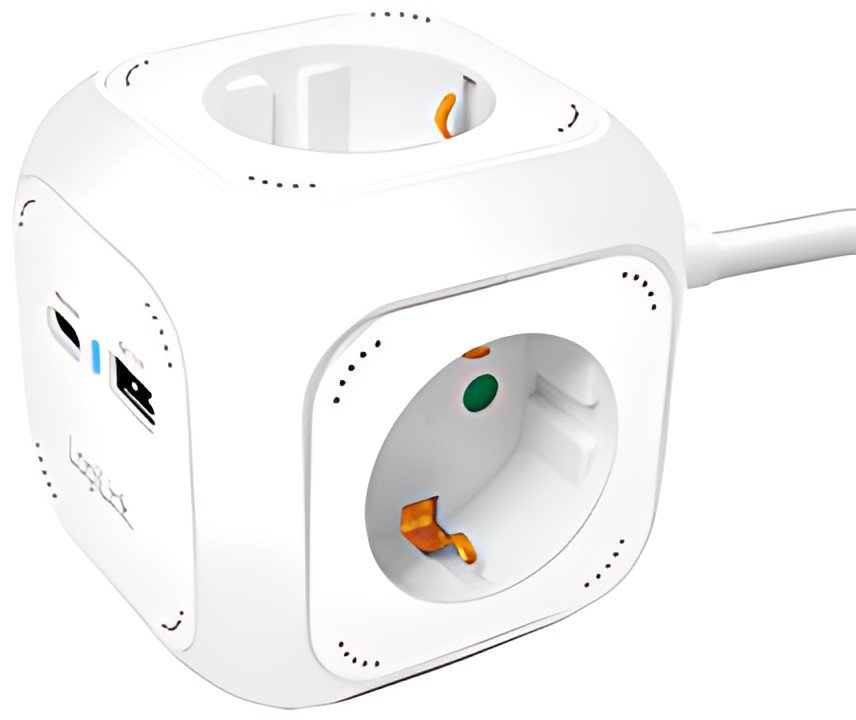 Cube de prises LogiLink, 4 prises + 2x USB, blanc