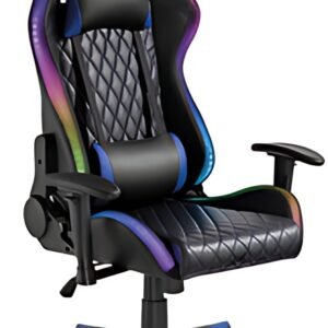 LogiLink Fauteuil pour jeux vidéo, avec lumière RVB, noir