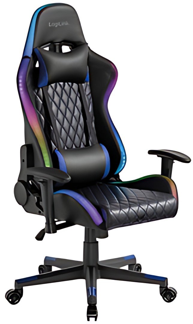 LogiLink Fauteuil pour jeux vidéo, avec lumière RVB, noir