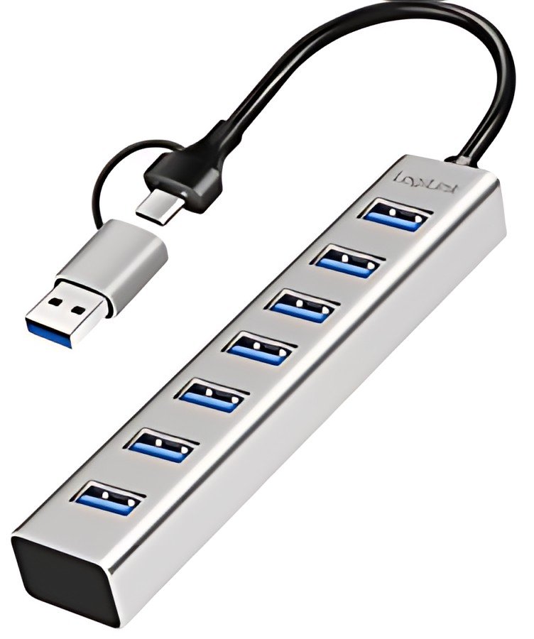 LogiLink Hub USB 3.0, 7 ports, 7x USB-A, argent
